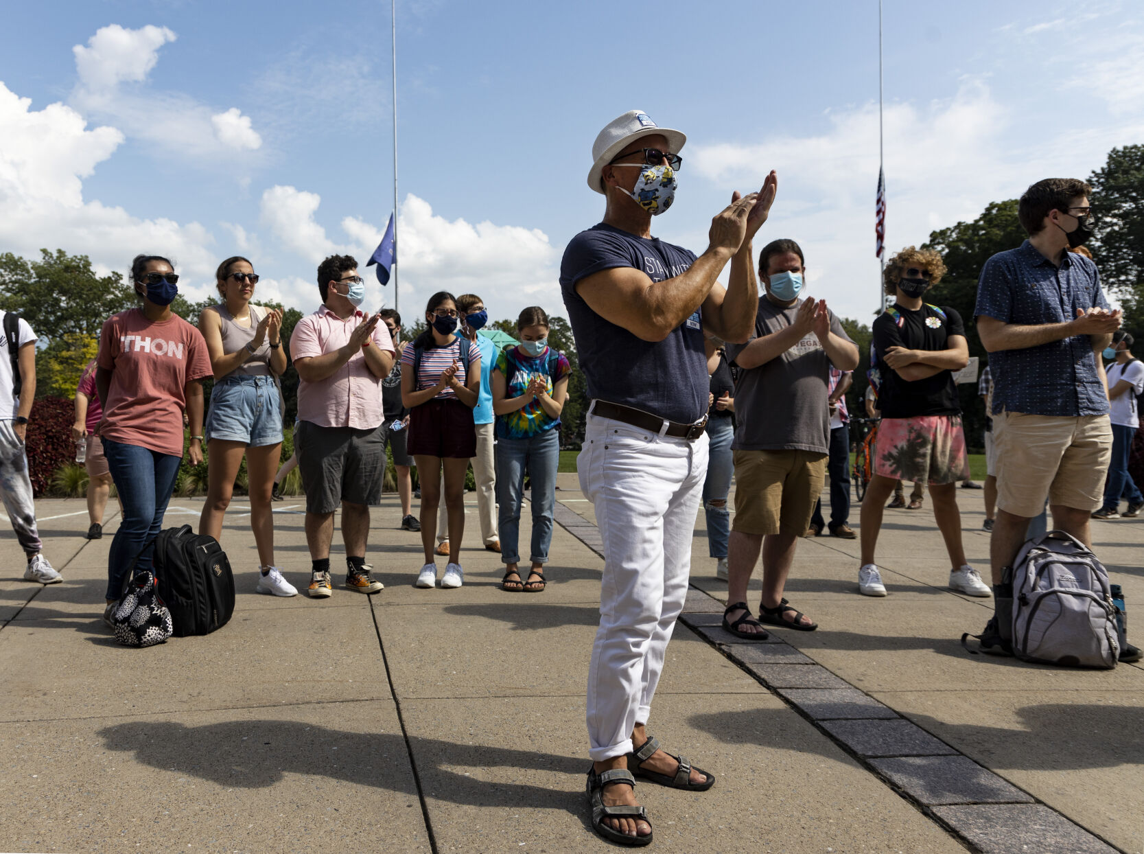 Rally to Vaccinate Penn State, attendees cheer